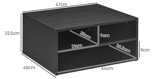 HOMCOM Cabinet pentru Imprimantă cu 2 Rafturi, Birou din Lemn și Cabinet de studiu cu Roți, 47x40x22.5 cm, Negru | Aosom Romania
