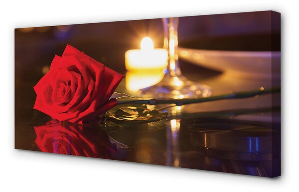 Tablouri canvas sticlă lumânare Rose