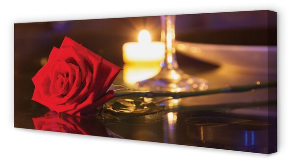 Tablouri canvas sticlă lumânare Rose