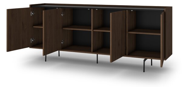 Comodă patru uși Zenar 200 cm - nuc elegant / negru