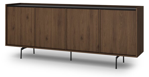 Comodă patru uși Zenar 200 cm - nuc elegant / negru
