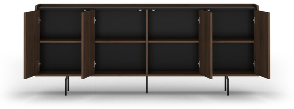 Comodă patru uși Zenar 200 cm - nuc elegant / negru
