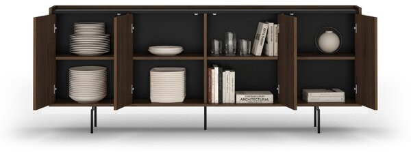 Comodă patru uși Zenar 200 cm - nuc elegant / negru