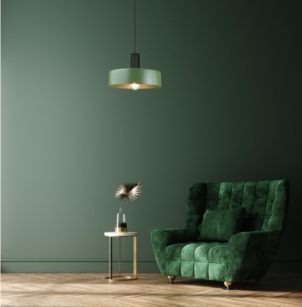 Lustră pe cablu HAKI 1xE27/60W/230V verde/negru