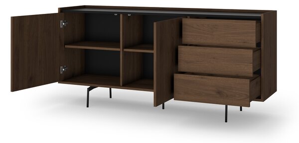 Comodă Zenar 170 cm cu sertare - nuc elegant / negru