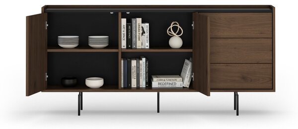 Comodă Zenar 170 cm cu sertare - nuc elegant / negru