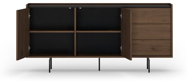 Comodă Zenar 170 cm cu sertare - nuc elegant / negru