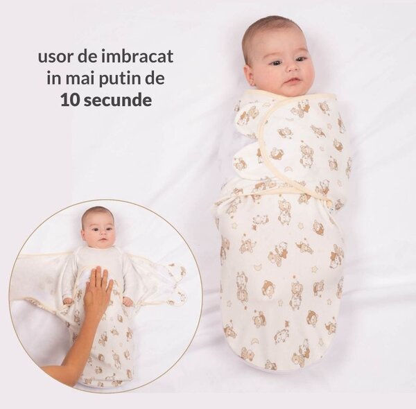 Sistem de infasat reglabil 0-3 luni Kidizi On a Cloud, bumbac 100%