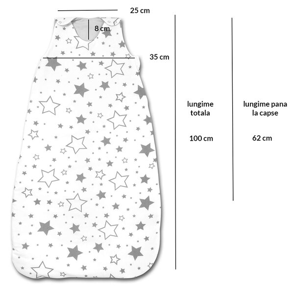 Sac de dormit copii reglabil 6-36 luni Kidizi Galaxy Grey, 2.5 tog