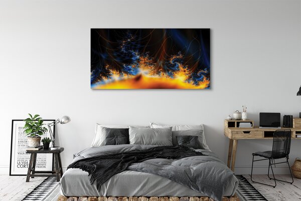 Tablouri canvas fractali galben și albastru