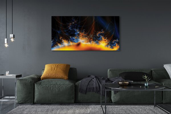 Tablouri canvas fractali galben și albastru