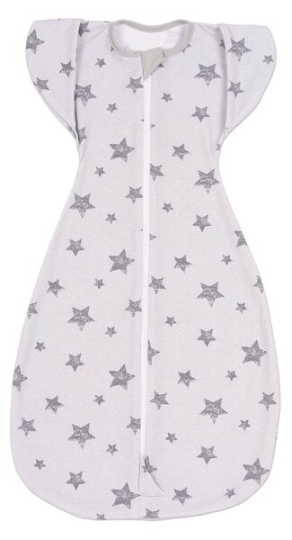 Set 2 sisteme de infasat transformabile in sac de dormit, 1-6 luni Kidizi Swaddel Confort UP Grey Stars Pastel, 100% bumbac, 0.5 tog