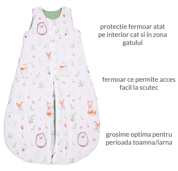 Sac de dormit copii 6-24 luni Kidizi Forest Joy 0.5 tog