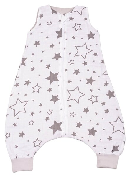 Sac de dormit cu picioare de vara din muselina 6-18 luni Kidizi Galaxy Grey, 0.5 tog