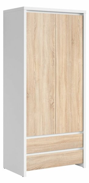 Dulap Nolroma 117, Alb, Stejar Sonoma, 201x90x56cm, 72.4 kg, Uși dulap: Cu balamale