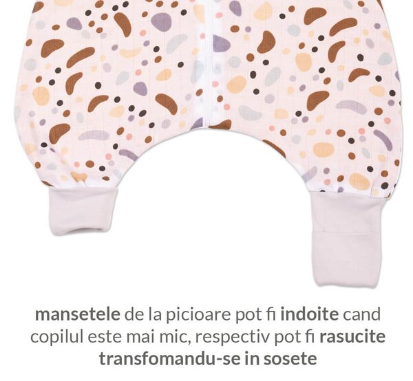 Sac de dormit cu picioare de vara din muselina 6-18 luni Kidizi Stone, 0.5 tog