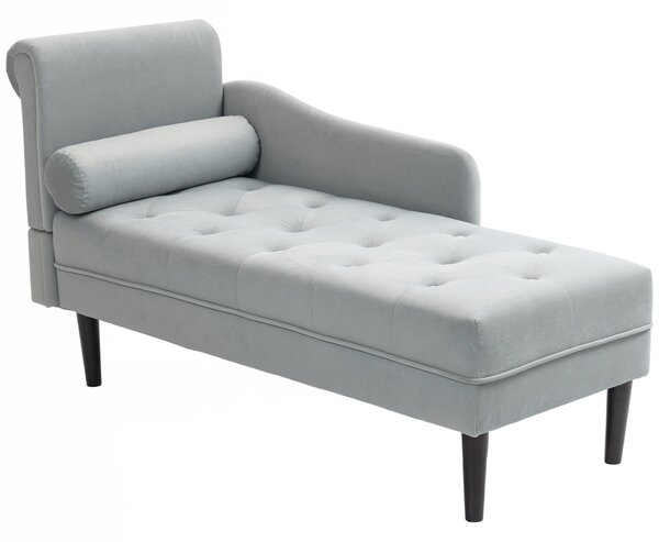 HOMCOM Canapea Chaise Longue cu tapițerie cu efect de catifea, gri | Aosom Romania
