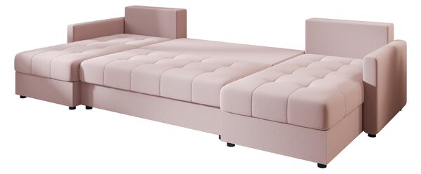 Coltar extensibil in forma de U VENORIA, roz pudra, 285x146 cm + 2 perne GRATUIT