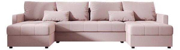 Coltar extensibil in forma de U VENORIA, roz pudra, 285x146 cm + 2 perne GRATUIT