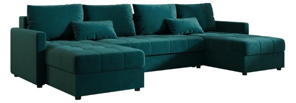 Coltar extensibil in forma de U VENORIA, petrol, 285x146 cm + 2 perne GRATUIT