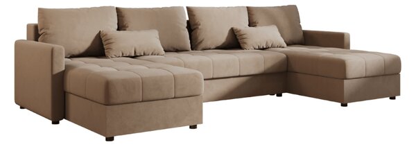 Coltar extensibil in forma de U VENORIA, bej, 285x146 cm + 2 perne GRATUIT