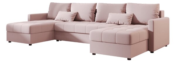 Coltar extensibil in forma de U VENORIA, roz pudra, 285x146 cm + 2 perne GRATUIT