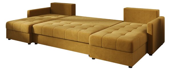 Coltar extensibil in forma de U VENORIA, mustar, 285x146 cm + 2 perne GRATUIT