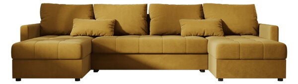 Coltar extensibil in forma de U VENORIA, mustar, 285x146 cm + 2 perne GRATUIT