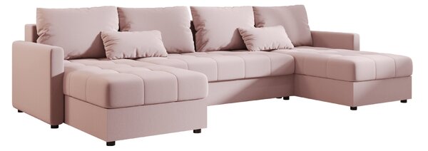 Coltar extensibil in forma de U VENORIA, roz pudra, 285x146 cm + 2 perne GRATUIT