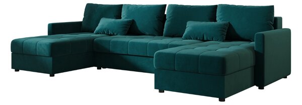 Coltar extensibil in forma de U VENORIA, petrol, 285x146 cm + 2 perne GRATUIT