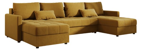 Coltar extensibil in forma de U VENORIA, mustar, 285x146 cm + 2 perne GRATUIT