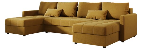 Coltar extensibil in forma de U VENORIA, mustar, 285x146 cm + 2 perne GRATUIT