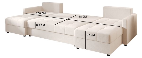 Coltar extensibil in forma de U VENORIA, bej, 285x146 cm + 2 perne GRATUIT