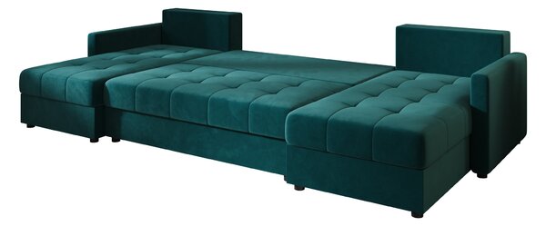 Coltar extensibil in forma de U VENORIA, petrol, 285x146 cm + 2 perne GRATUIT