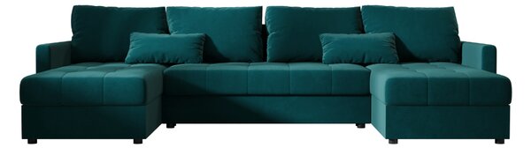 Coltar extensibil in forma de U VENORIA, petrol, 285x146 cm + 2 perne GRATUIT