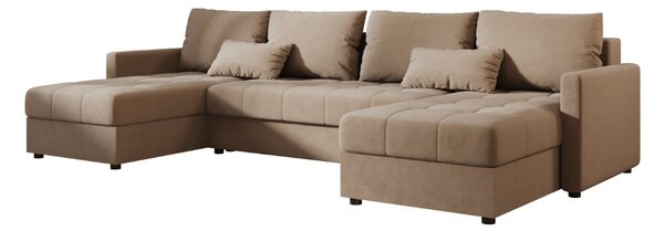 Coltar extensibil in forma de U VENORIA, bej, 285x146 cm + 2 perne GRATUIT