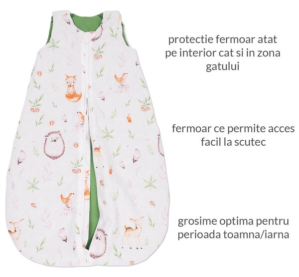 Sac de dormit copii 0-9 luni Kidizi Forest Joy 0.5 tog