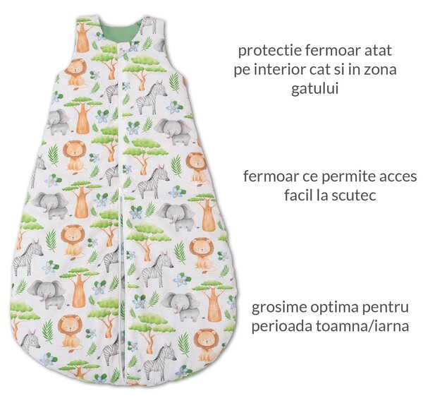 Sac de dormit copii 6-24 luni Kidizi Safari, 1 tog