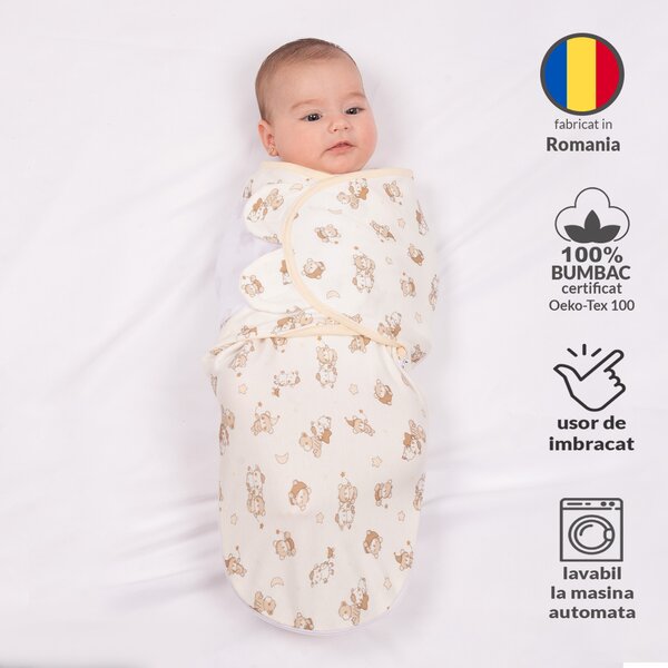 Sistem de infasat reglabil 0-3 luni Kidizi On a Cloud Pastel, bumbac 100%