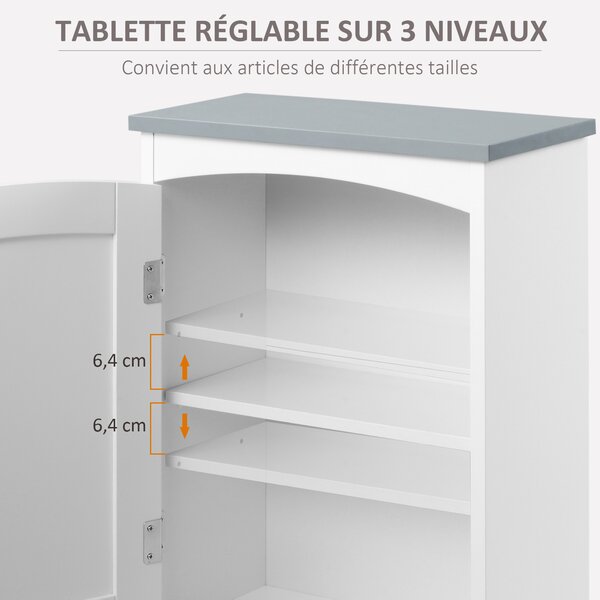 Kleankin Mobilier de Baie Suspendat, Raft Reglabil, 3 Nivele, MDF, Design Modern, 41x18.5x52cm, Alb și Gri | Aosom Romania