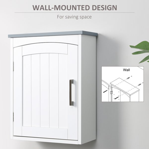 Kleankin Mobilier de Baie Suspendat, Raft Reglabil, 3 Nivele, MDF, Design Modern, 41x18.5x52cm, Alb și Gri | Aosom Romania