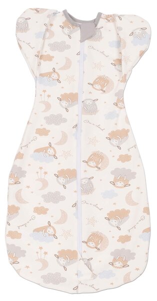 Sistem de infasat transformabil in sac de dormit, 1-6 luni Kidizi Swaddel Confort UP On a Cloud Pastel, 100% bumbac, 0.5 tog