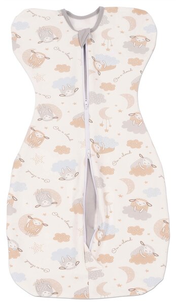 Sistem de infasat transformabil in sac de dormit, 1-6 luni Kidizi Swaddel Confort UP On a Cloud Pastel, 100% bumbac, 0.5 tog