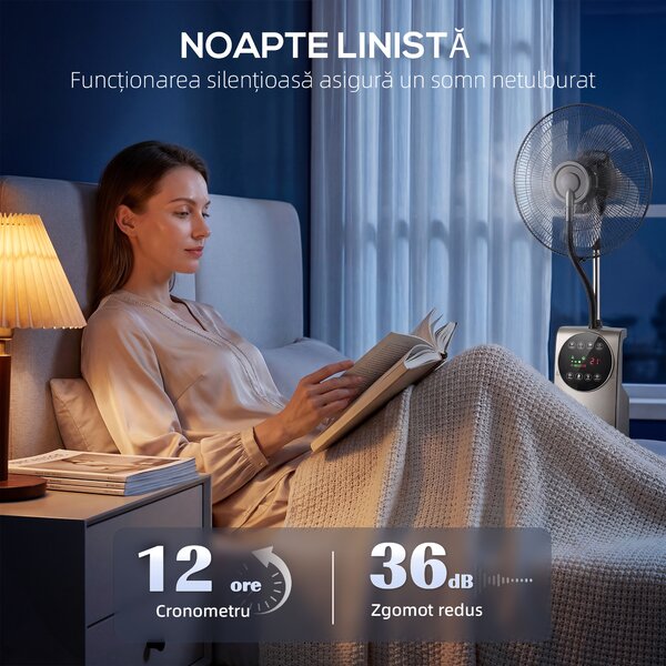 HOMCOM Ventilator cu Nebulizare, Rezervor 3.1L, 3 Moduri, 3 Viteze, Funcție Anti-Țânțari, Ventilator de Tip Coloană, Roți, Oscilație 70°, Înclinare 10°, Cronometru 12h, Display LED, Telecomandă, 90W, 138cm | Aosom Romania