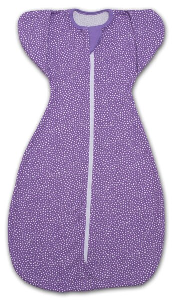 Sistem de infasat transformabil in sac de dormit, 1-6 luni Kidizi Swaddel Confort UP Purple Spots, 100% bumbac, 0.5 tog