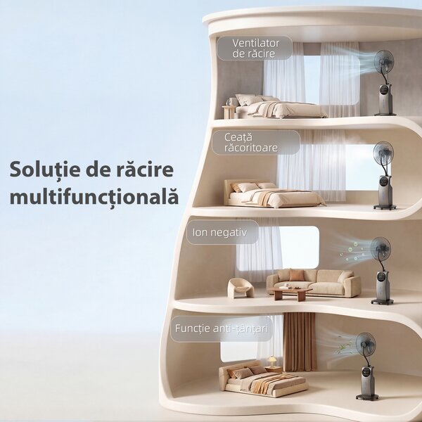 HOMCOM Ventilator cu Nebulizare, Rezervor 3.1L, 3 Moduri, 3 Viteze, Funcție Anti-Țânțari, Ventilator de Tip Coloană, Roți, Oscilație 70°, Înclinare 10°, Cronometru 12h, Display LED, Telecomandă, 90W, 138cm | Aosom Romania