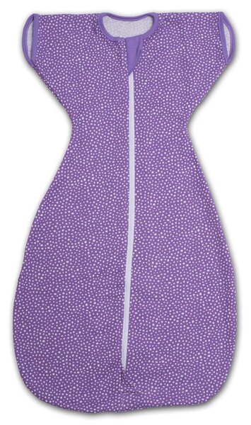 Sistem de infasat transformabil in sac de dormit, 1-6 luni Kidizi Swaddel Confort UP Purple Spots, 100% bumbac, 0.5 tog