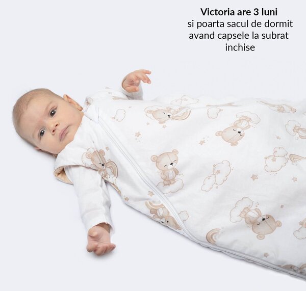Sac de dormit copii din bumbac reglabil 0-24 luni Kidizi Koala Dreams Blue, 0.5 tog