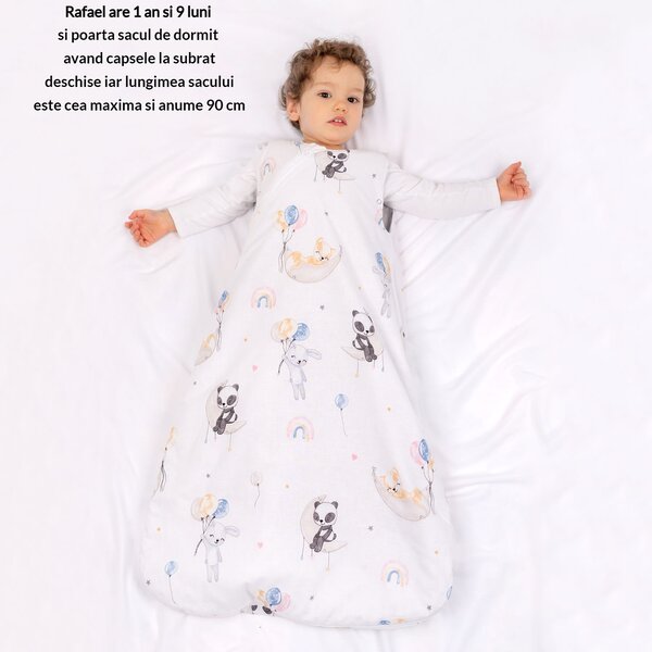 Sac de dormit copii din bumbac reglabil 0-24 luni Kidizi Sweet Dreams, 0.5 tog