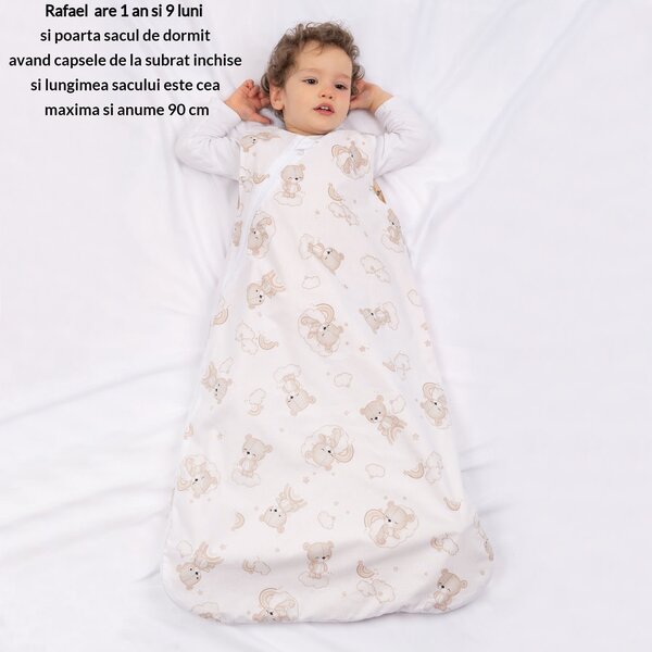 Sac de dormit copii din bumbac reglabil 0-24 luni Kidizi Loving Ballet, 0.5 tog